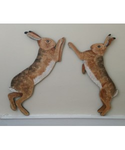 Hares "for the top of the stairs" Wooden Wall Plaques